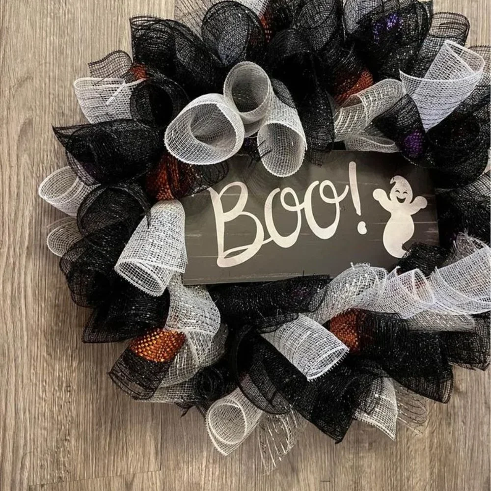 Handmade Wreath! Halloween Theme! Boo!
